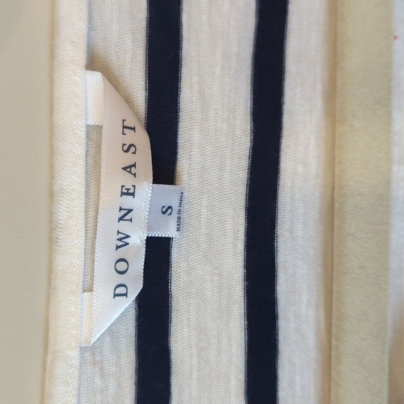 DownEast Floral Embroidery Striped Tee Shirt - Picture 3 of 4